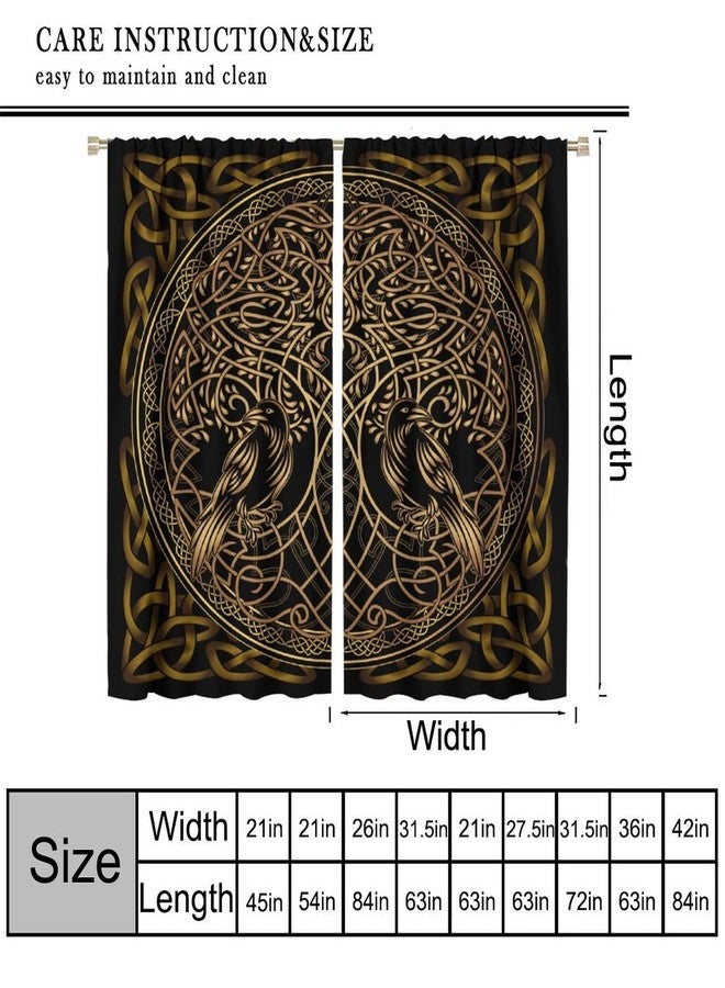 KANEPE Viking Curtains, Black Gold Tree of Life Crow Totem Window Treatments, Rod Pocket Thermal Insulated Drapes 2 Panel Sets for Bedroom Living Room Kitchen, 42" W x 45" L【Decor】 - Image 2